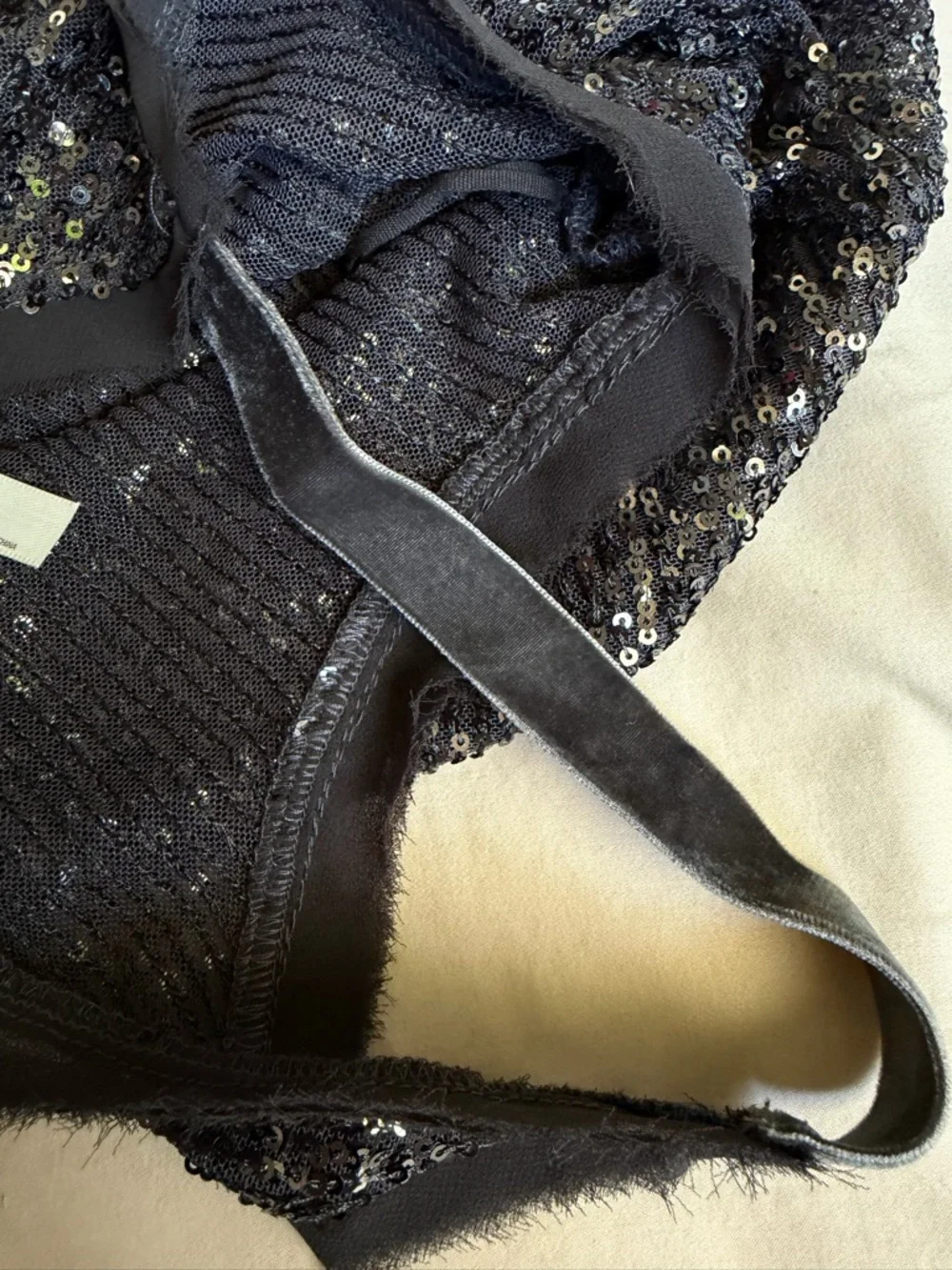 Free People Sequin Bodysuit Black‎ Shimmer & Shine NWT XS Going Out Party Top